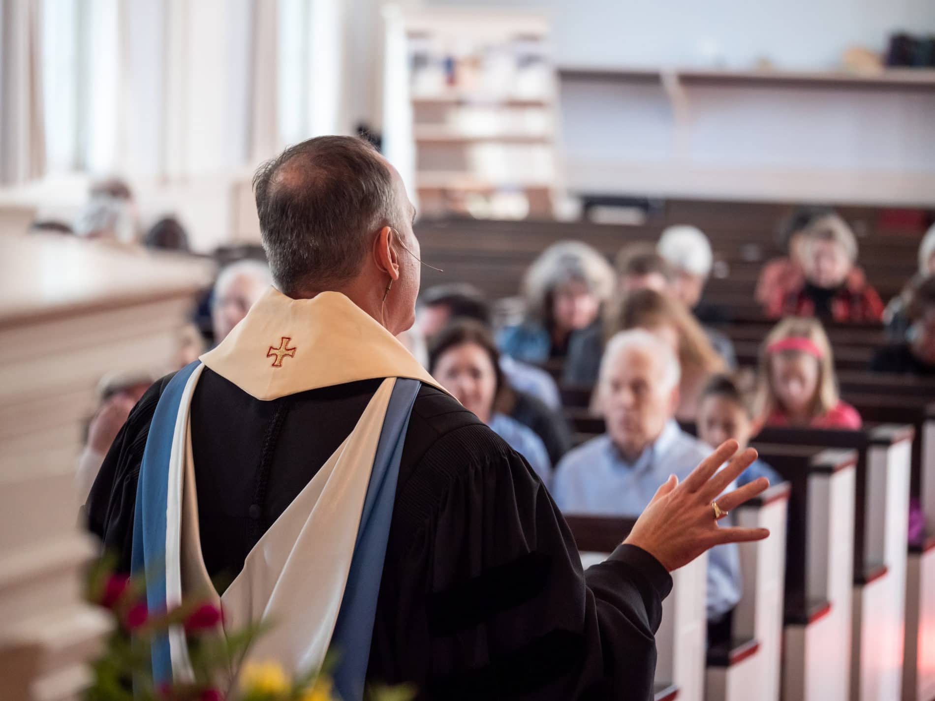 Rev. Ken Kovacs preaches to the congregation at Catonsville Presbyterian Church