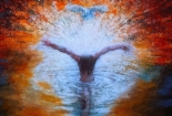 Impressionist painting of Jesus and dove