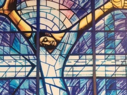 Stained glass window of Black Jesus