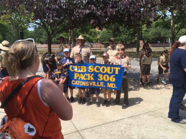 Rows of cub scouts
