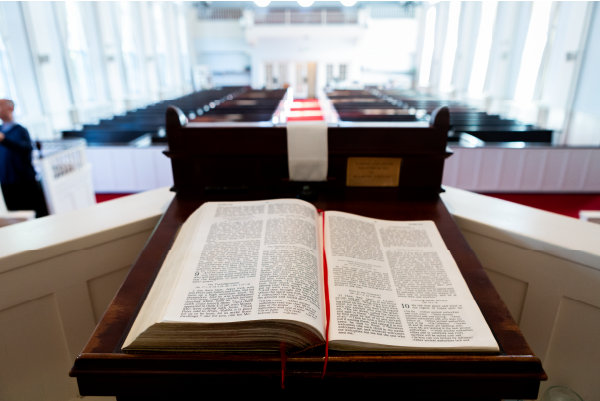 Bible on pulpit