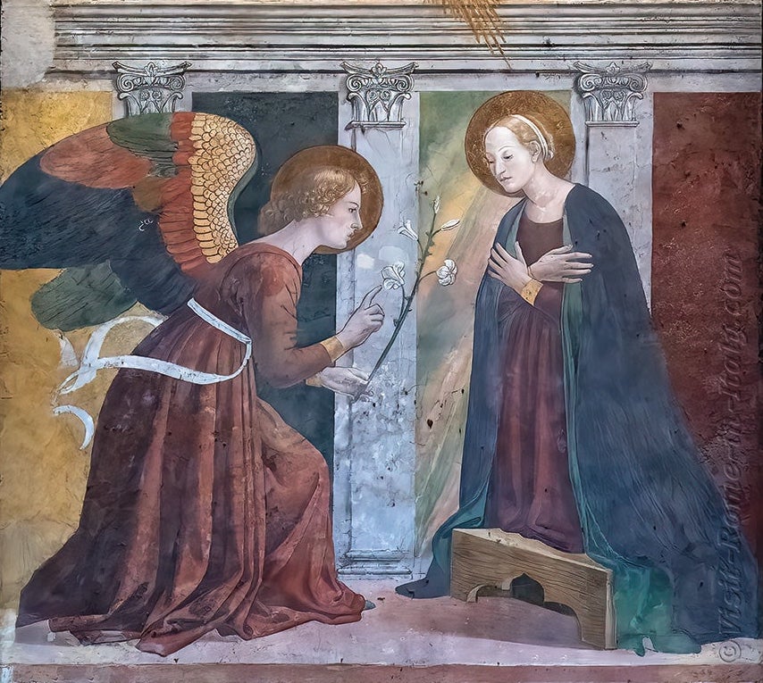 Fresco depicting annunciation