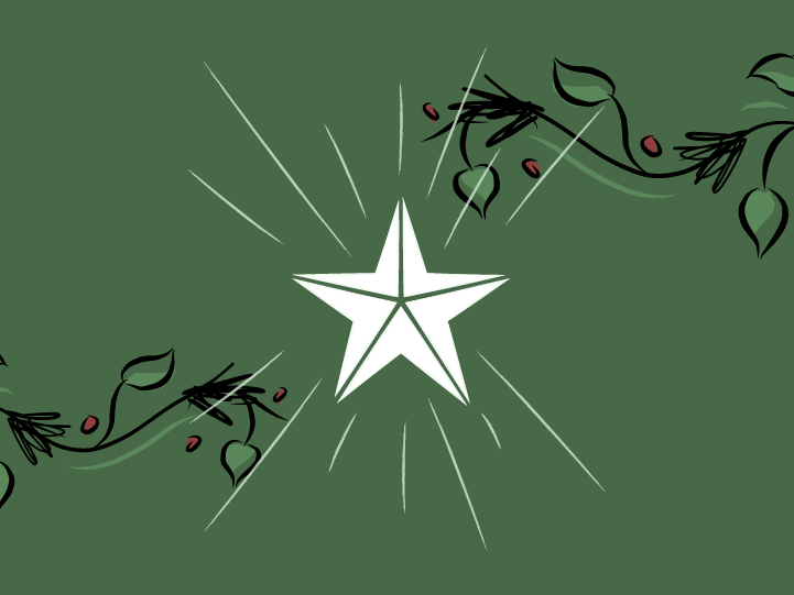 Star shining in garlands